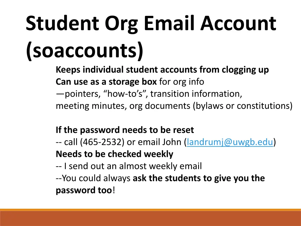 student org email account soaccounts keeps
