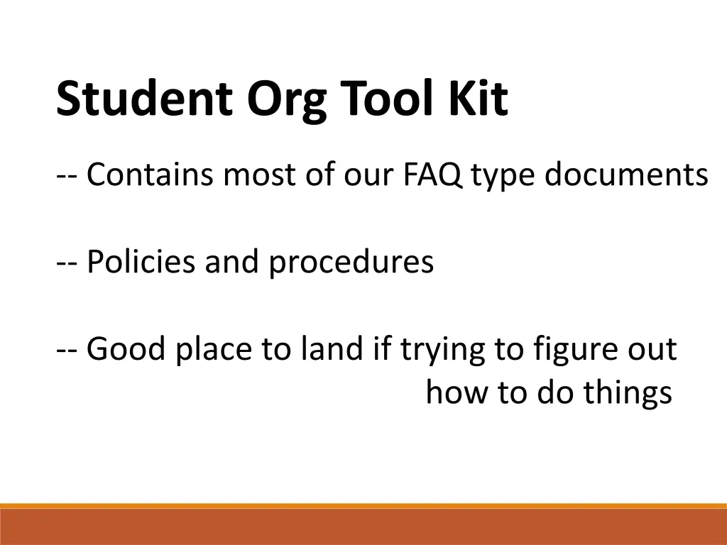 student org tool kit