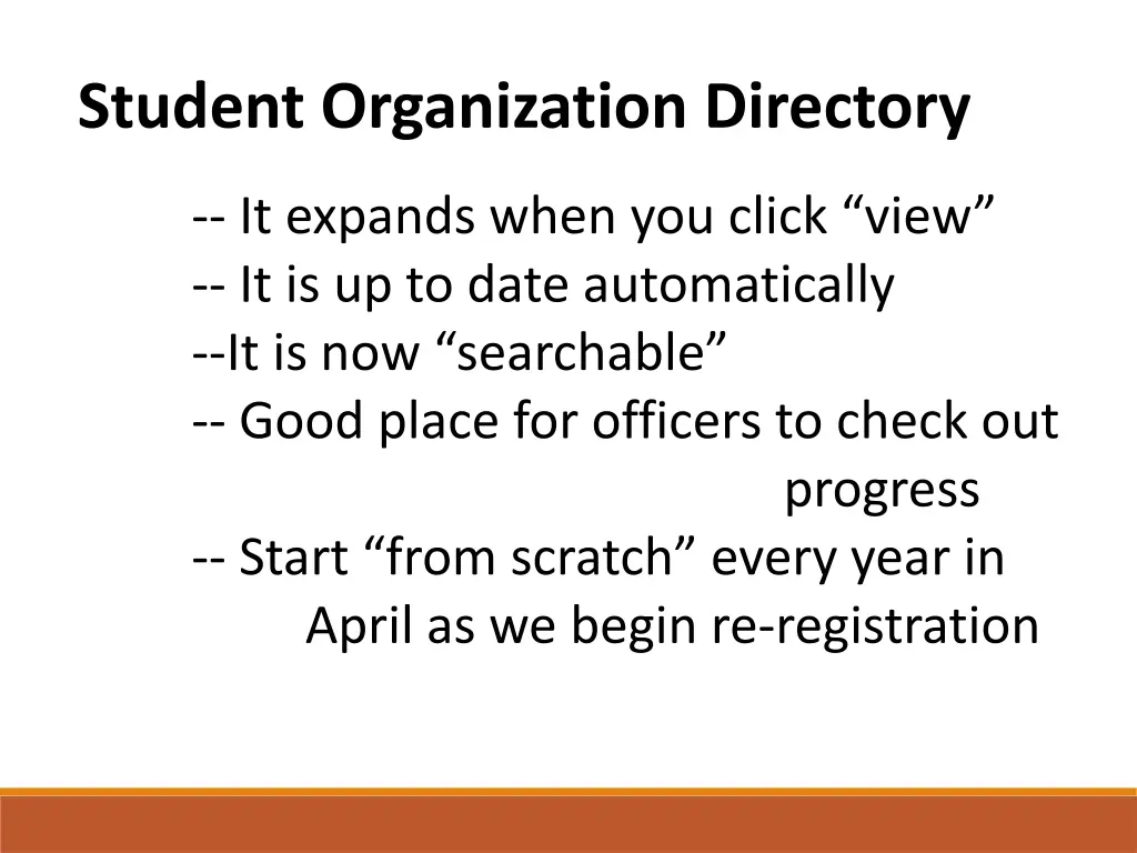 student organization directory