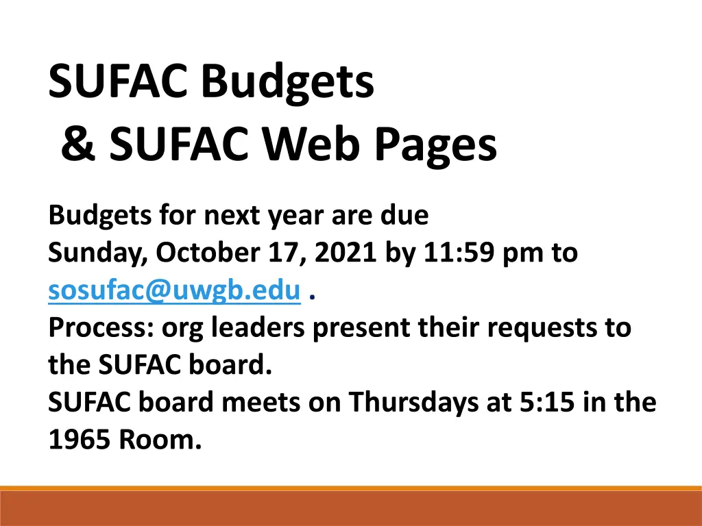 sufac budgets sufac web pages budgets for next