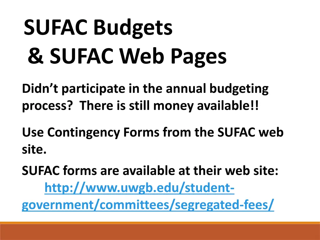 sufac budgets sufac web pages didn t participate