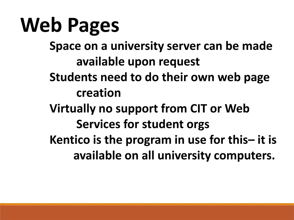 web pages space on a university server