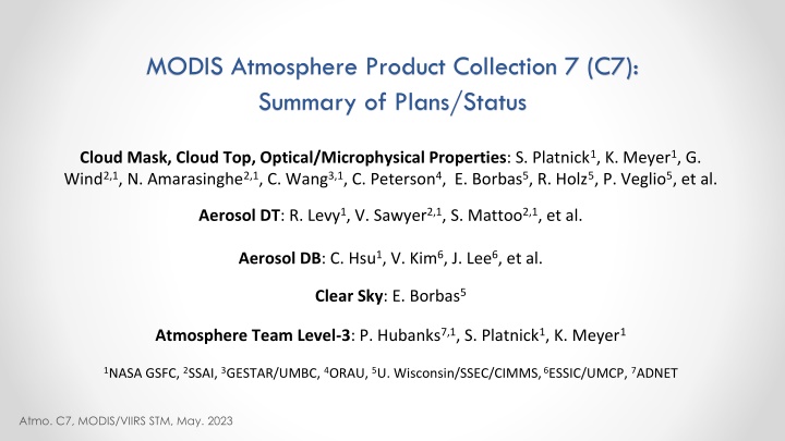 modis atmosphere product collection 7 c7 summary