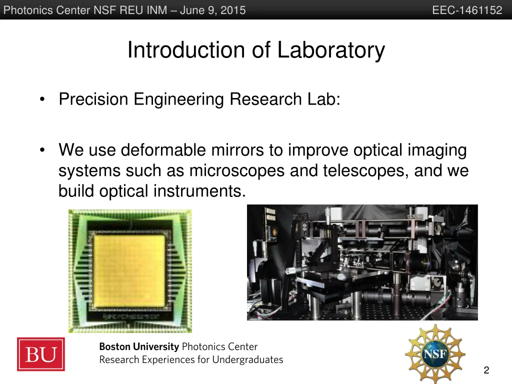photonics center nsf reu inm june 9 2015