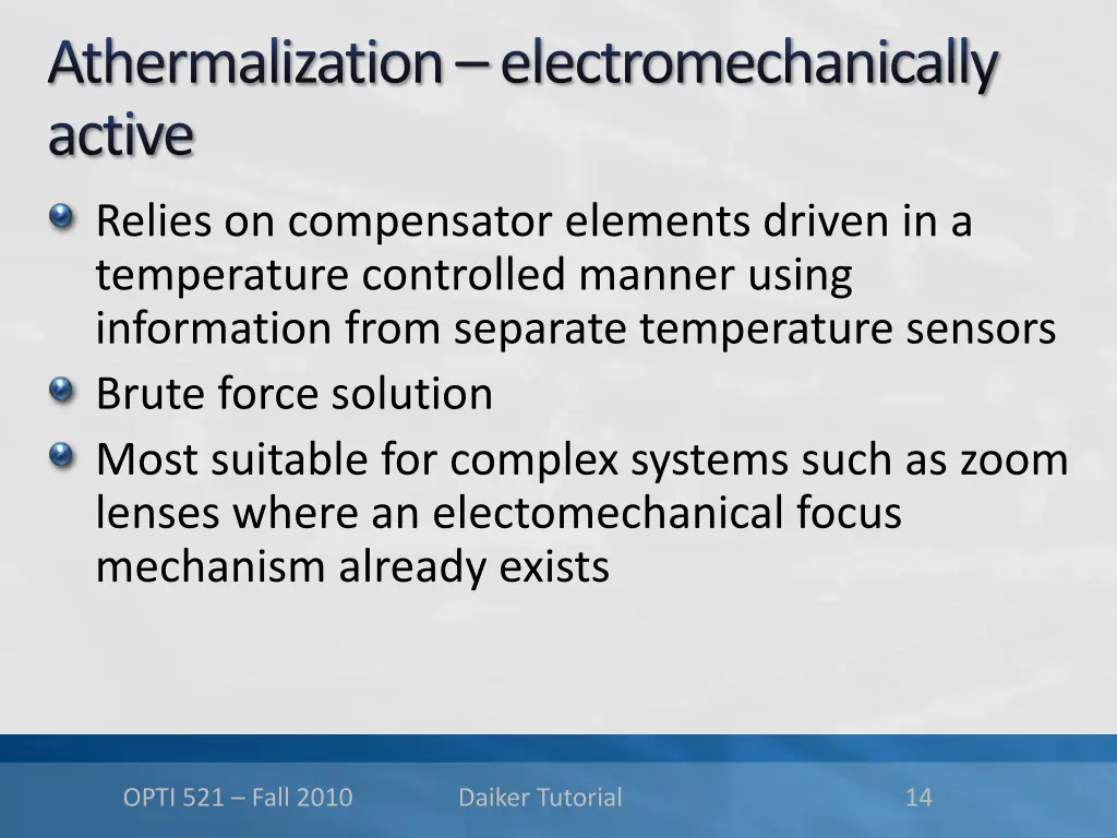athermalization electromechanically active