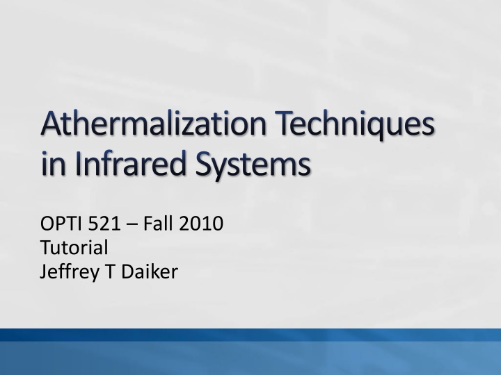 athermalizationtechniques in infrared systems