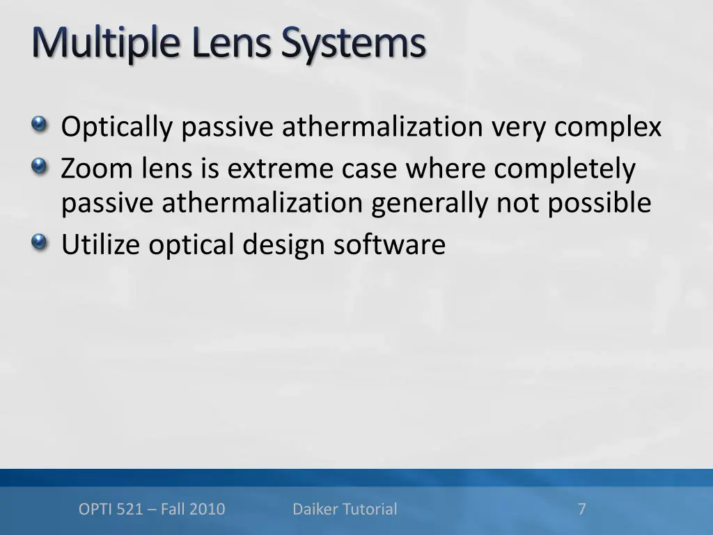 multiple lens systems
