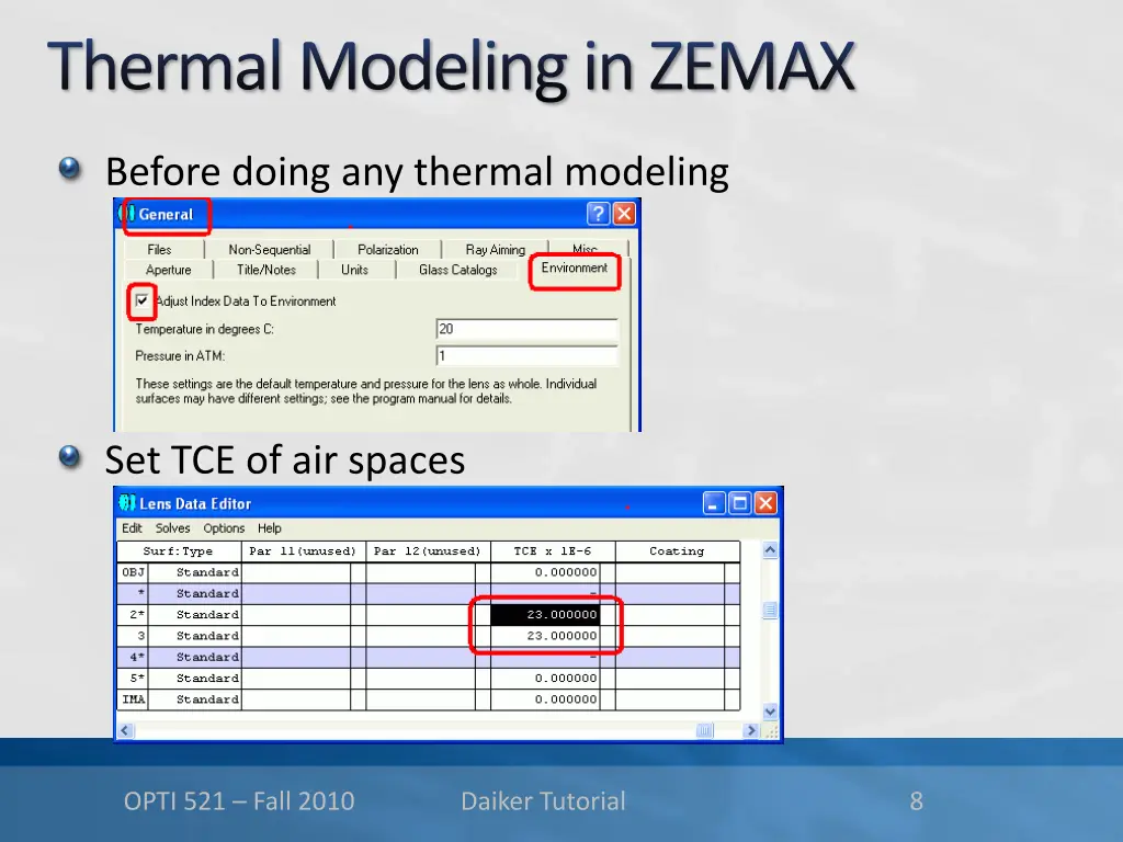 thermal modeling in zemax