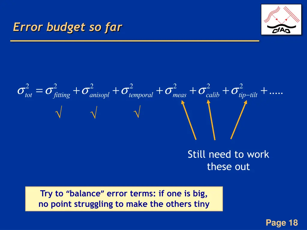 error budget so far