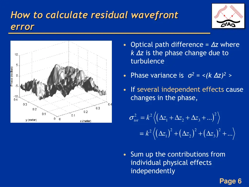 how to calculate residual wavefront error
