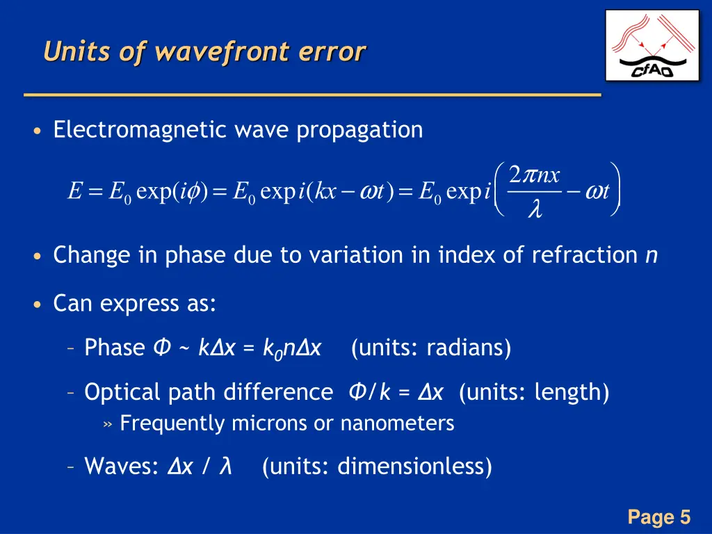 units of wavefront error