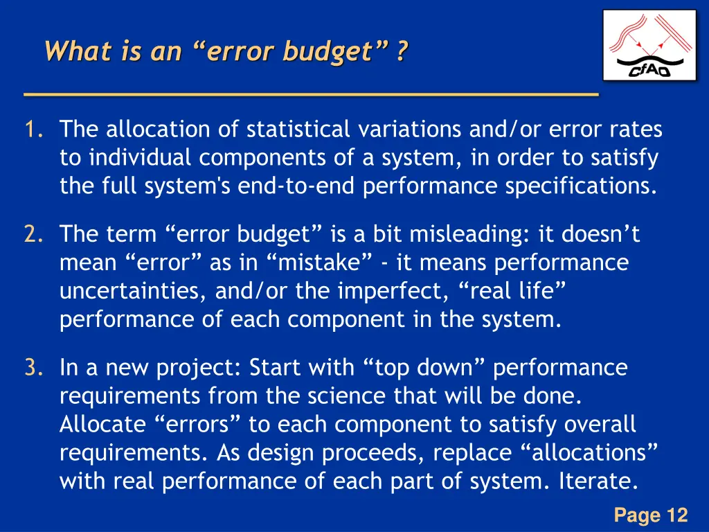 what is an error budget