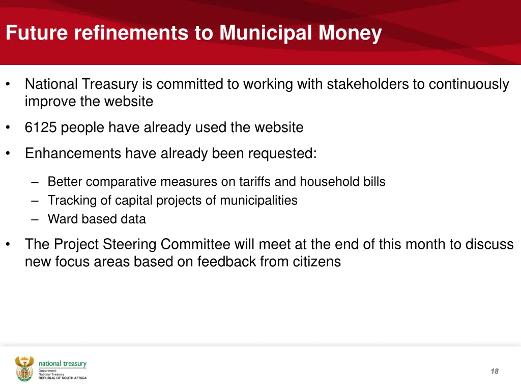 future refinements to municipal money