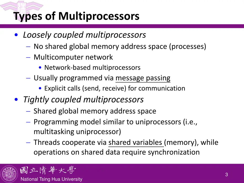 types of multiprocessors