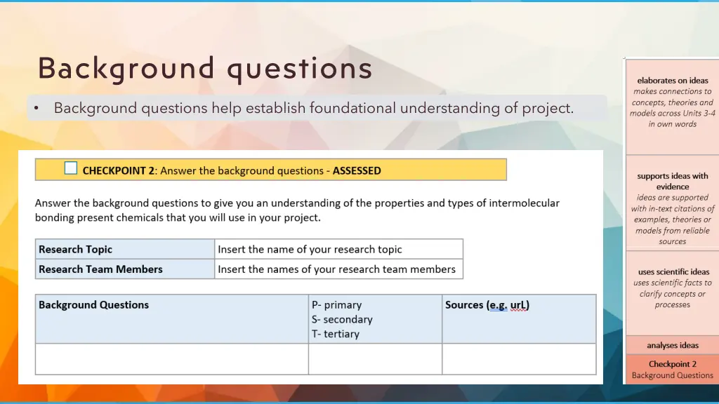 background questions