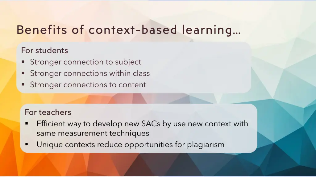 benefits of context based learning