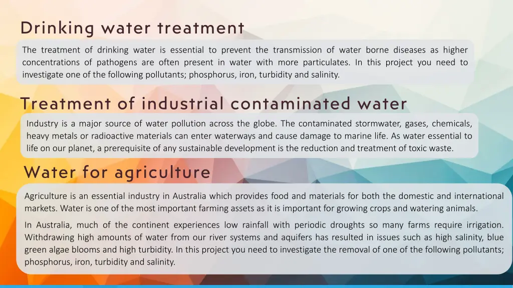 drinking water treatment