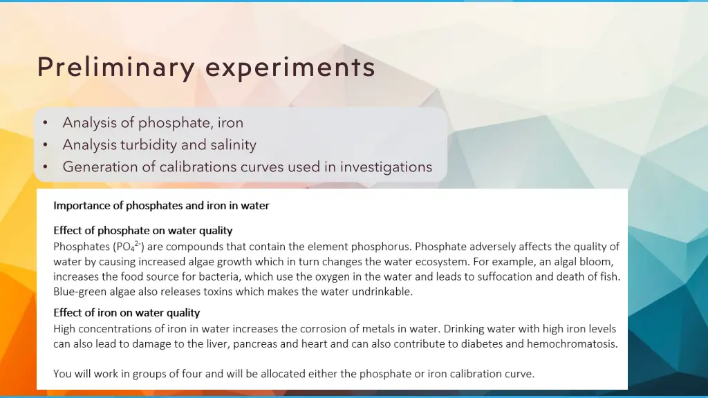 preliminary experiments