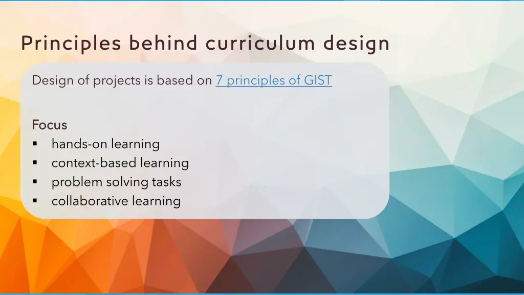 principles behind curriculum design