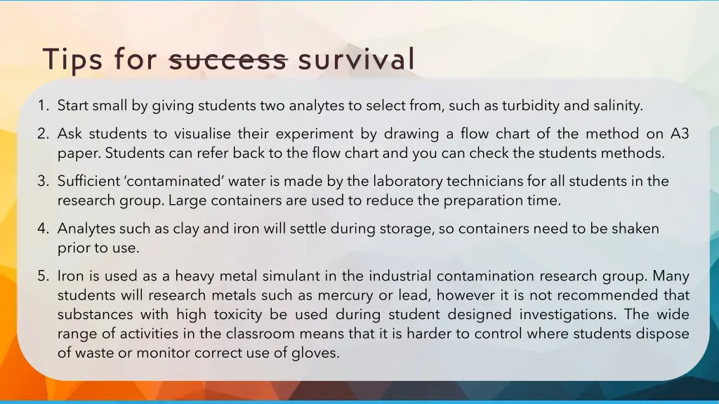 tips for success survival
