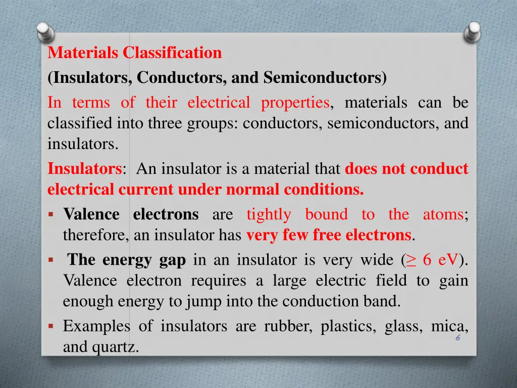 materials classification insulators conductors