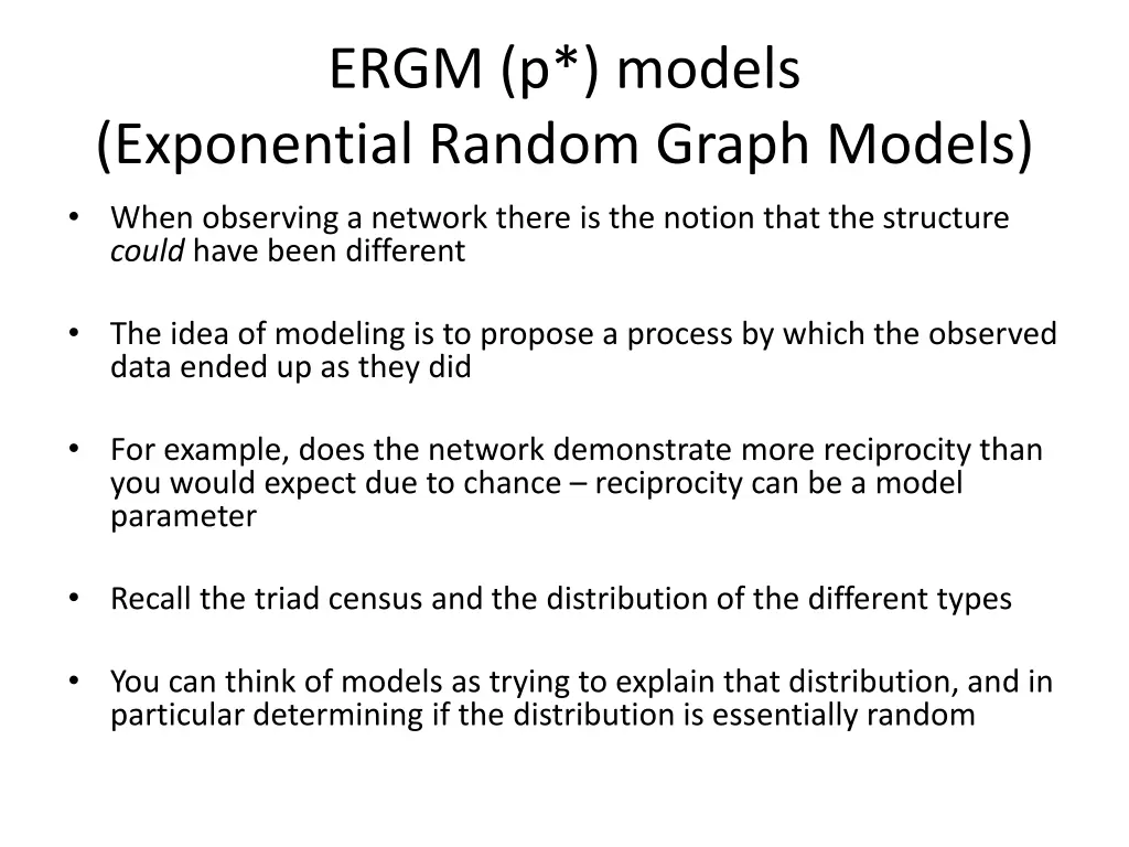 ergm p models exponential random graph models