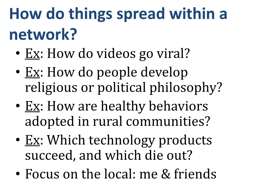 how do things spread within a network