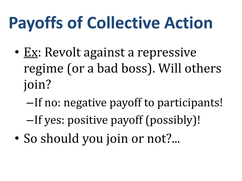 payoffs of collective action