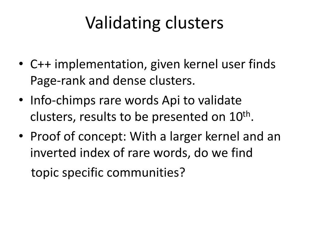 validating clusters