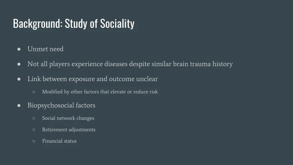 background study of sociality