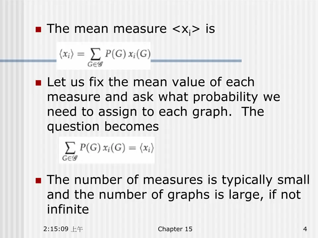 the mean measure x i is