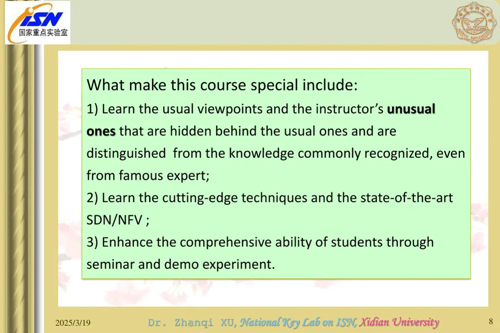 what make this course special include