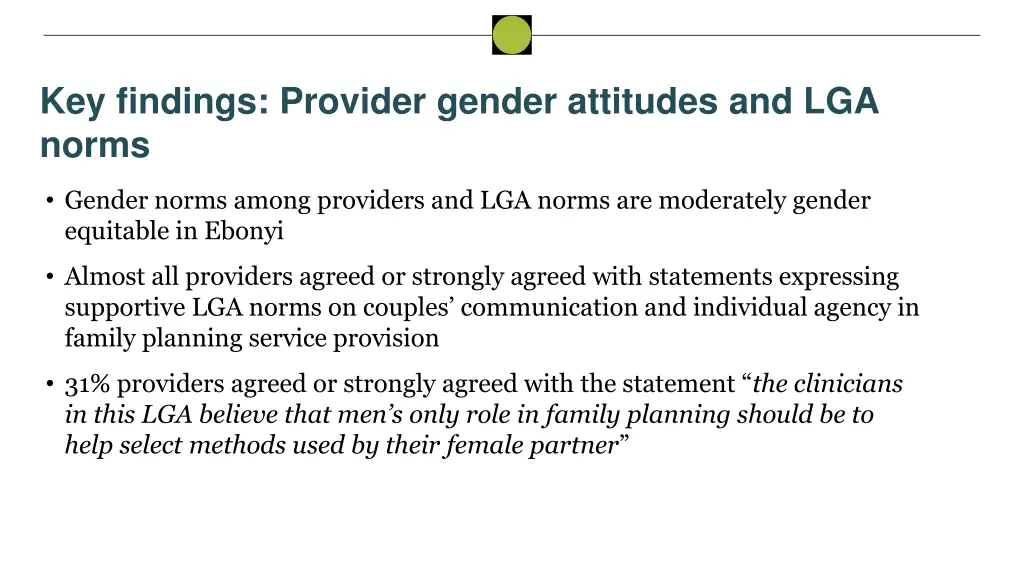 key findings provider gender attitudes