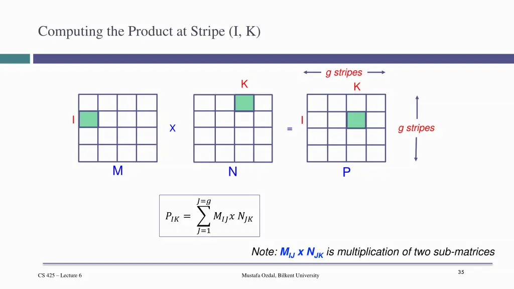 computing the product at stripe i k