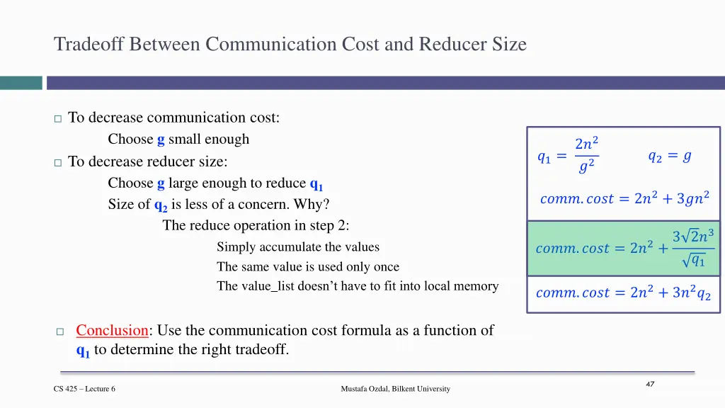tradeoff between communication cost and reducer