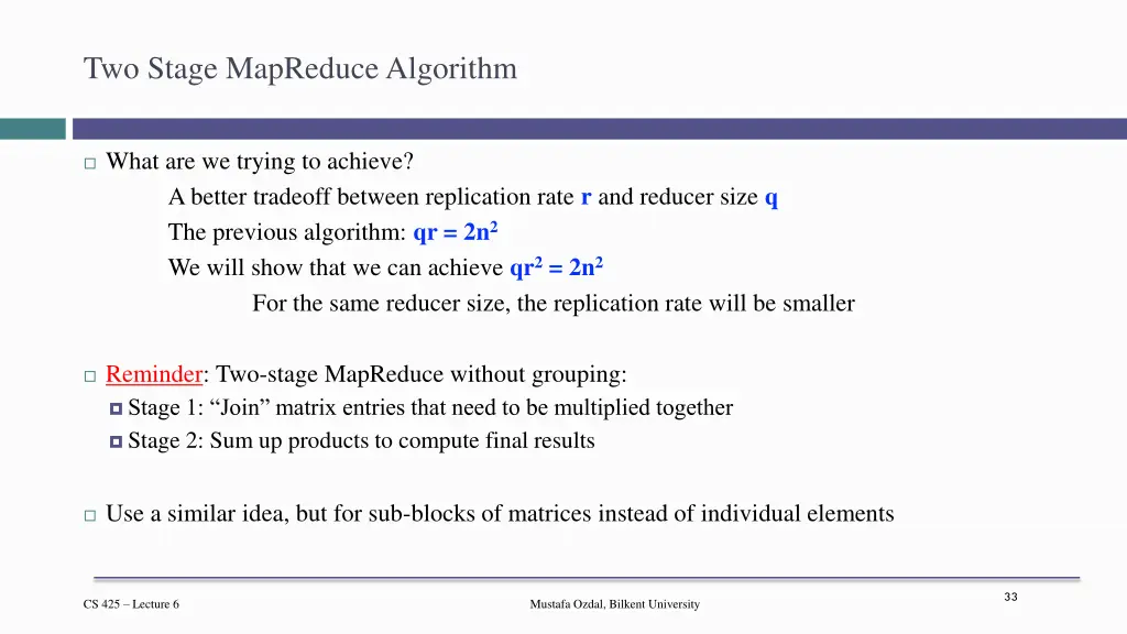 two stage mapreduce algorithm