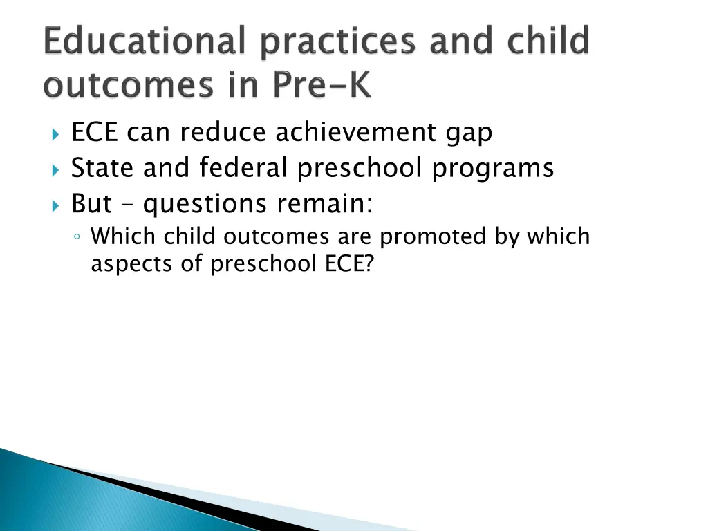 ece can reduce achievement gap state and federal
