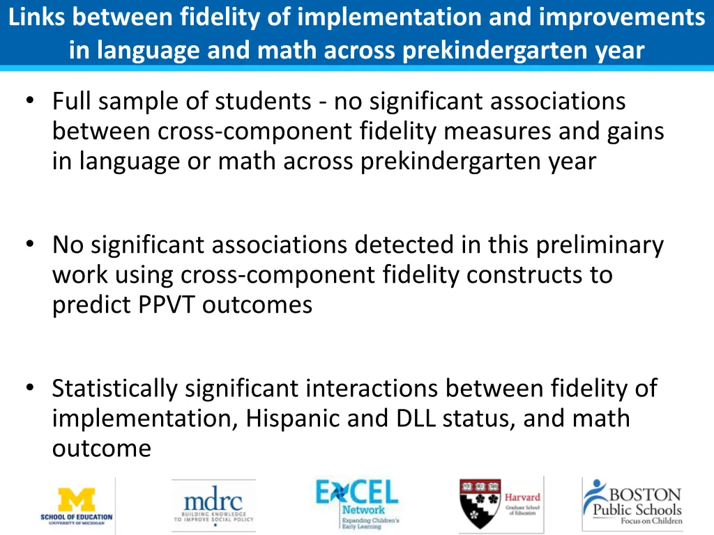 links between fidelity of implementation
