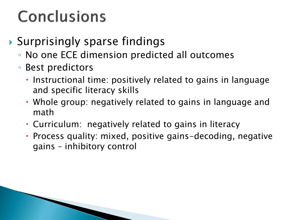 surprisingly sparse findings no one ece dimension