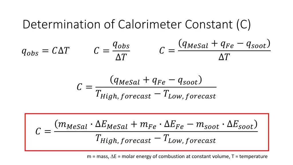 determination of calorimeter constant c