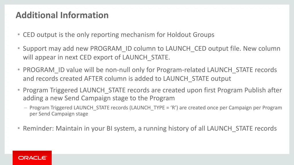 additional information