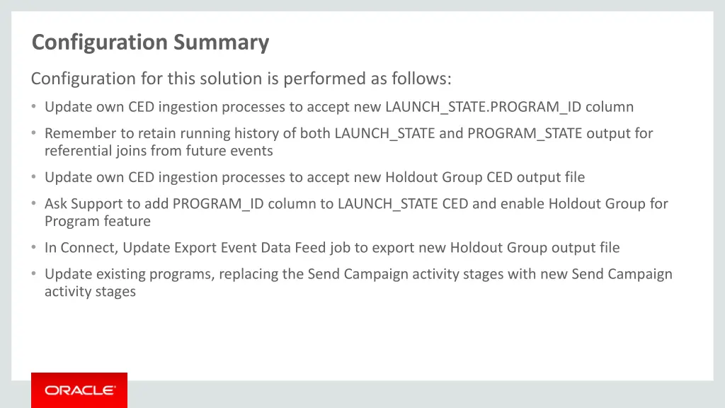 configuration summary