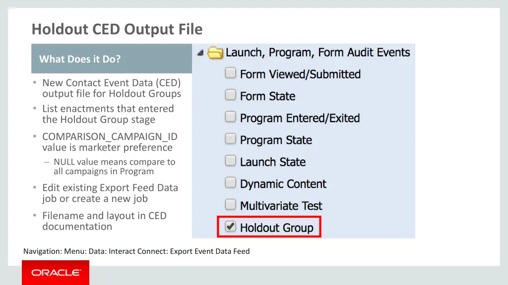 holdout ced output file