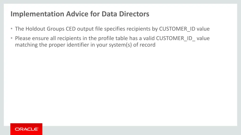 implementation advice for data directors