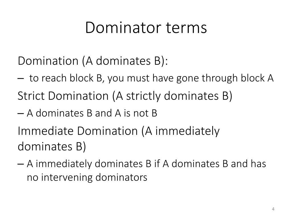dominator terms