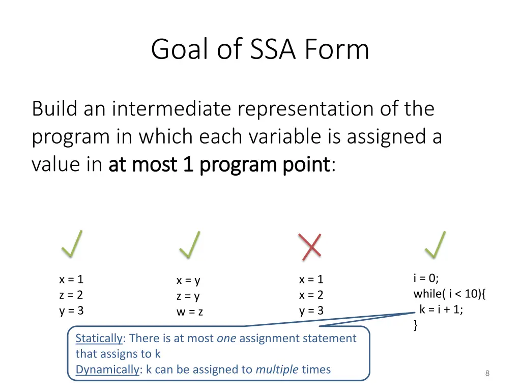 goal of ssa form