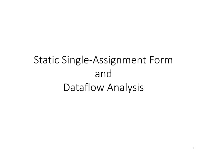 static single assignment form and dataflow
