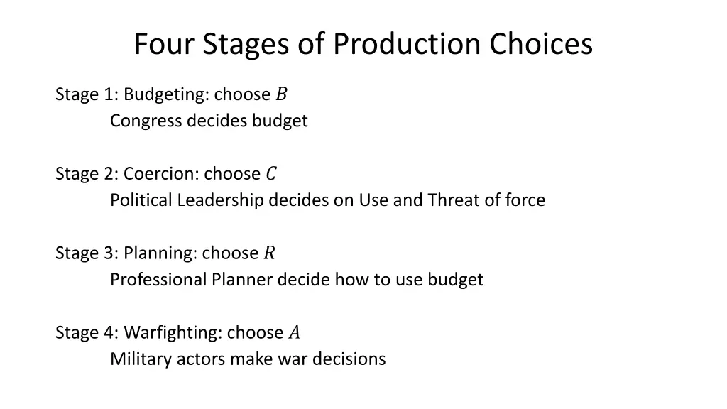 four stages of production choices