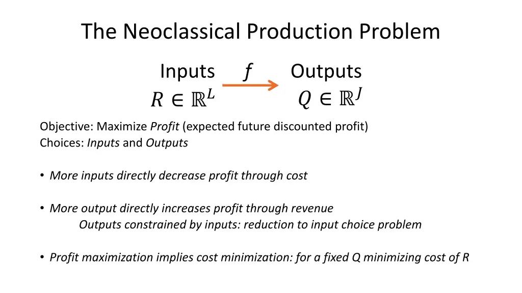 the neoclassical production problem