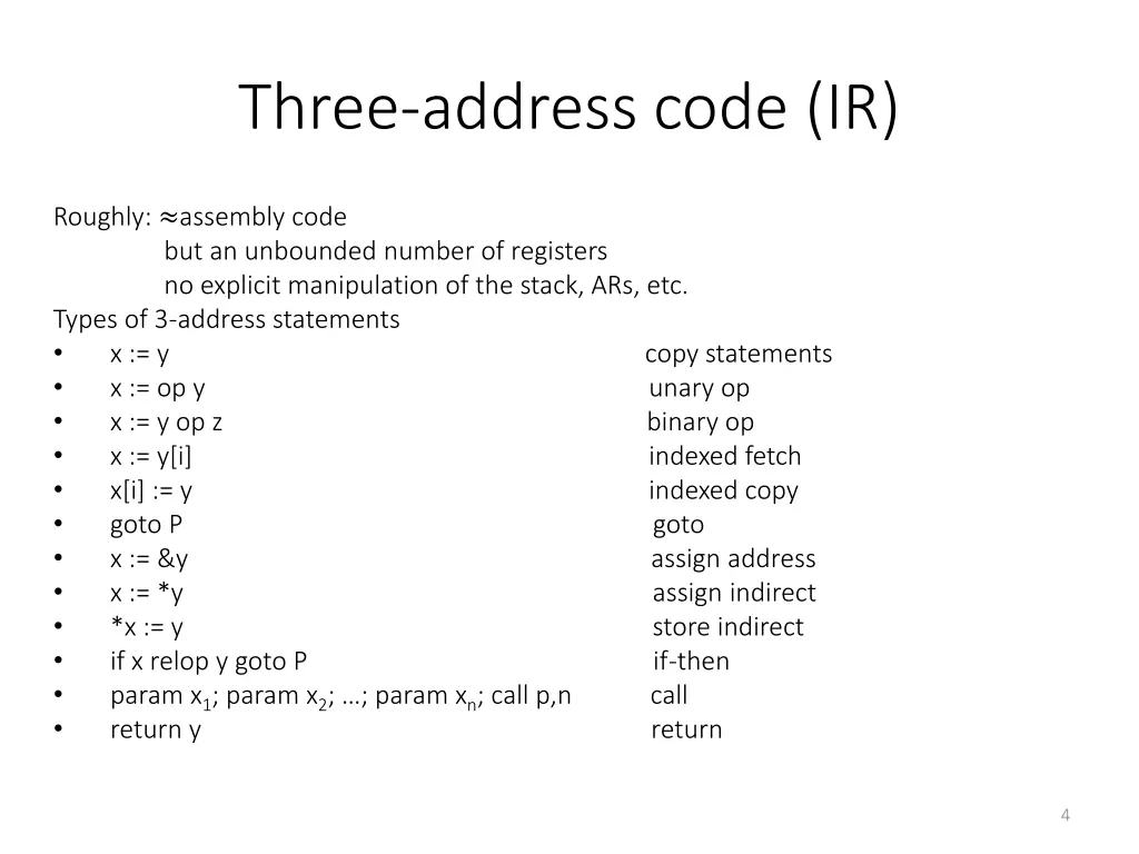 three address code ir
